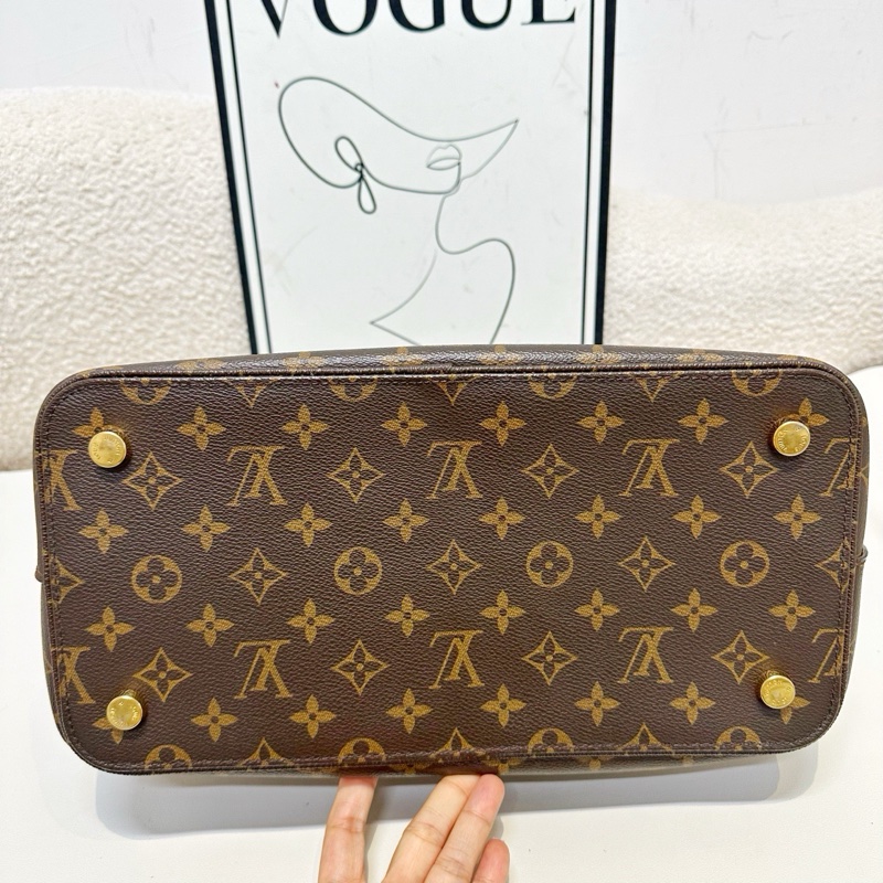 LV/路易威登  老花Lockit手提包 經典款 棕色牛皮手柄 金色五金-2