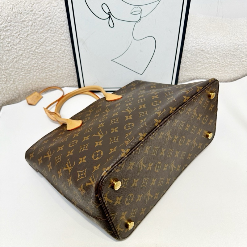 LV/路易威登  老花Lockit手提包 經典款 棕色牛皮手柄 金色五金-3