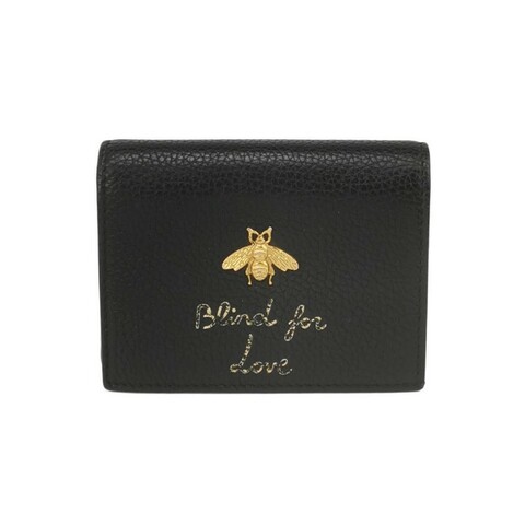 Gucci Animalier牛皮黑色蜜蜂短夾