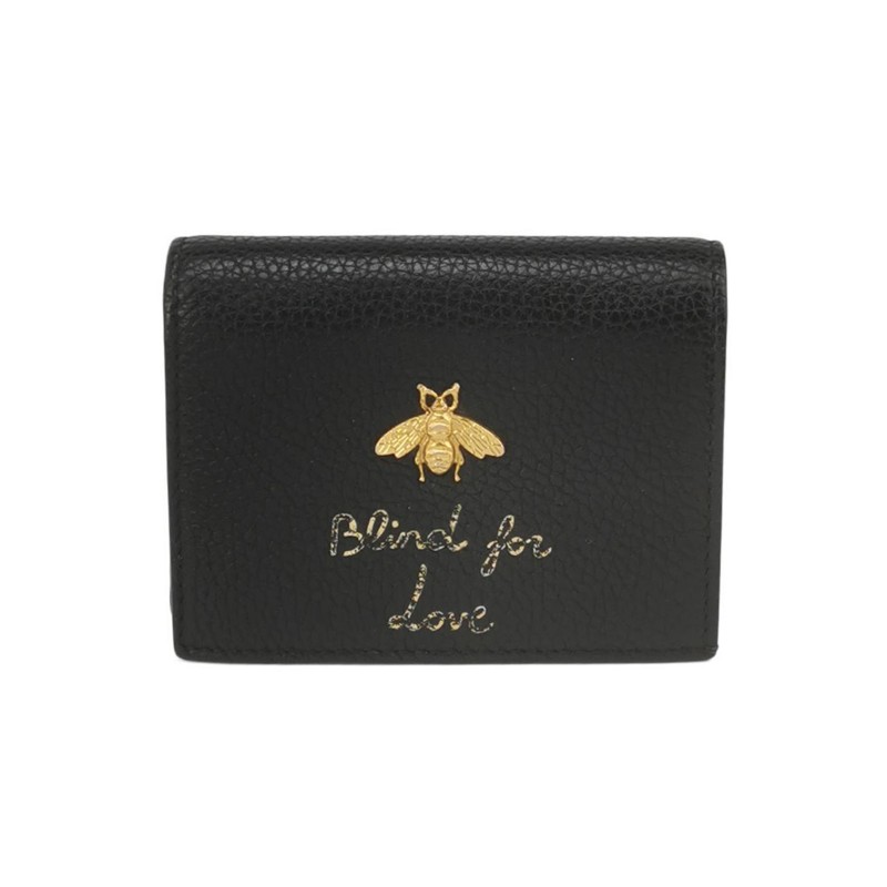 Gucci Animalier牛皮黑色蜜蜂短夾-0