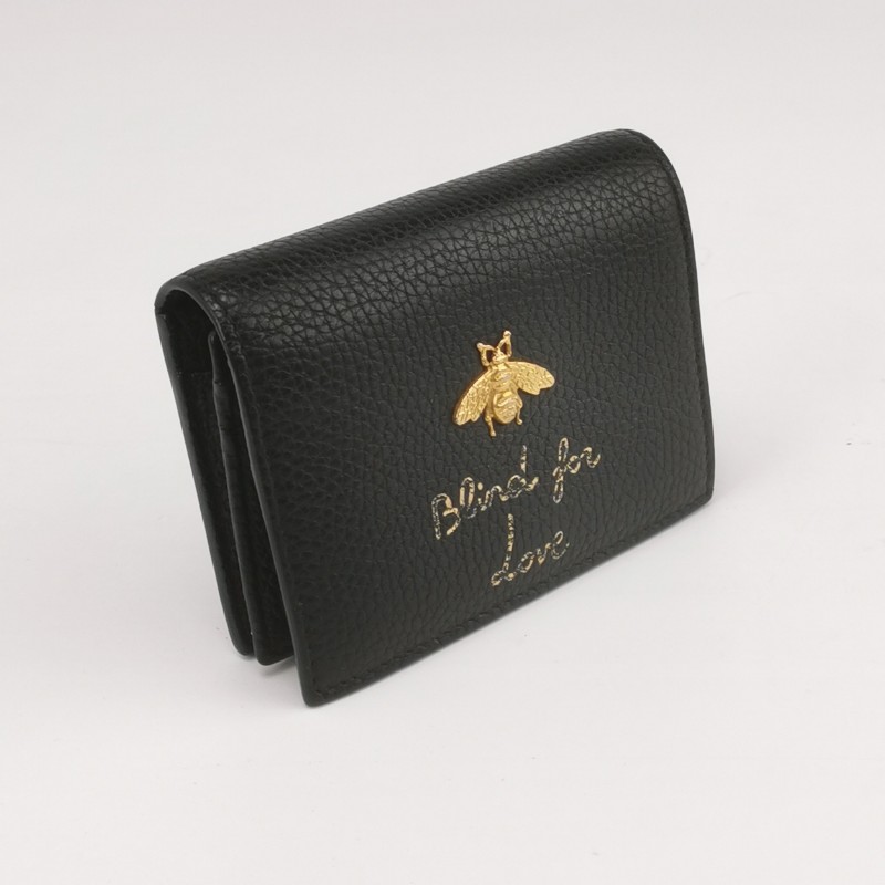 Gucci Animalier牛皮黑色蜜蜂短夾-2