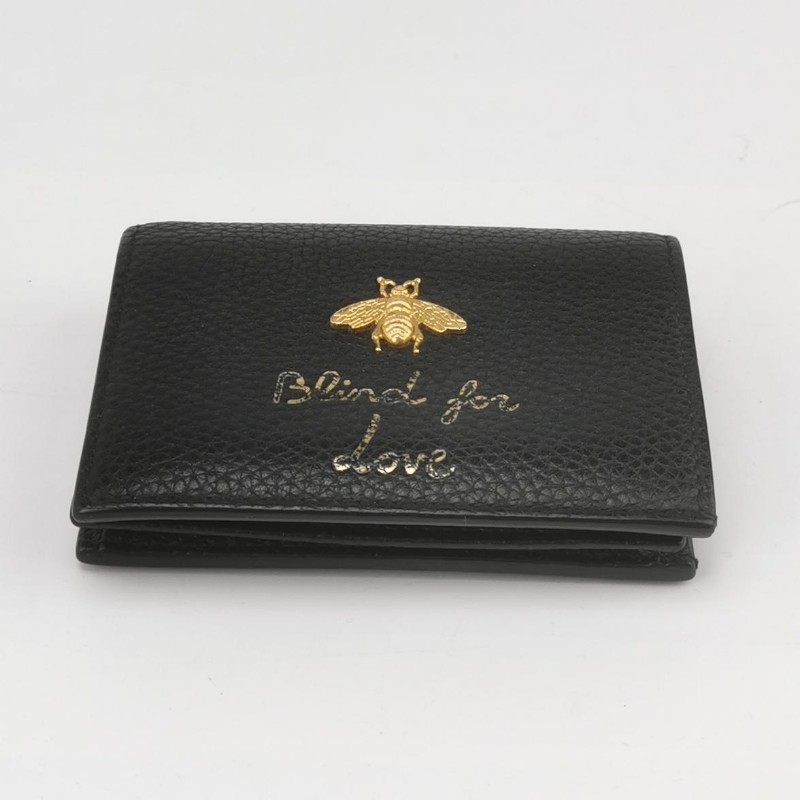 Gucci Animalier牛皮黑色蜜蜂短夾-4