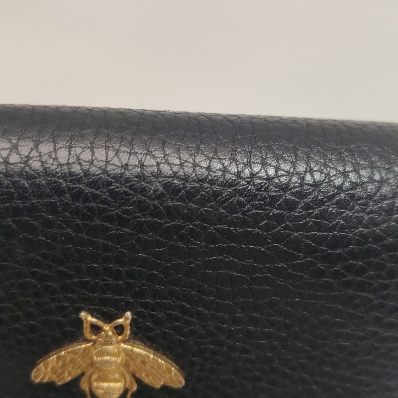 Gucci Animalier牛皮黑色蜜蜂短夾-9