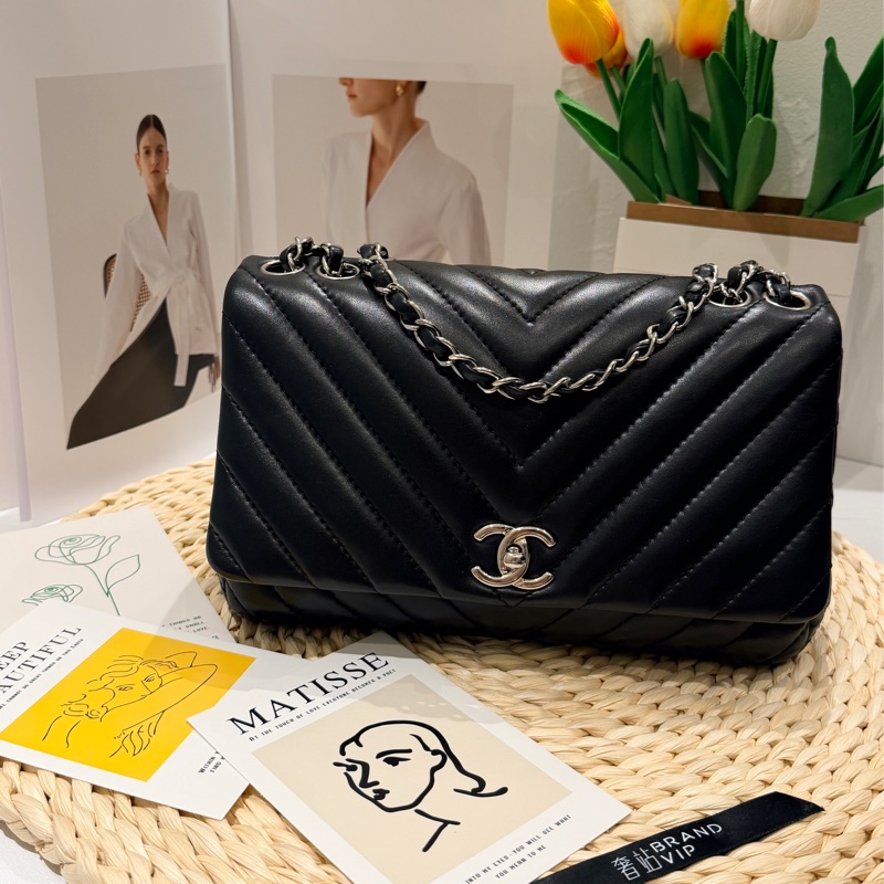 Chanel Surpique Chevron Flap Bag-0