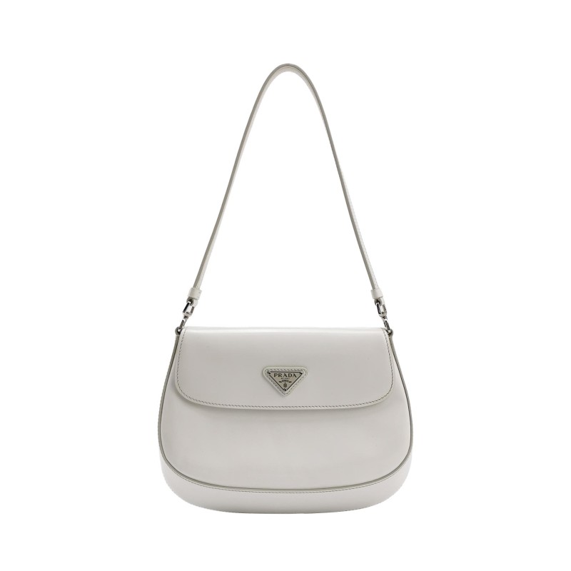 Prada Cleo牛皮白色三角標 肩背包-0