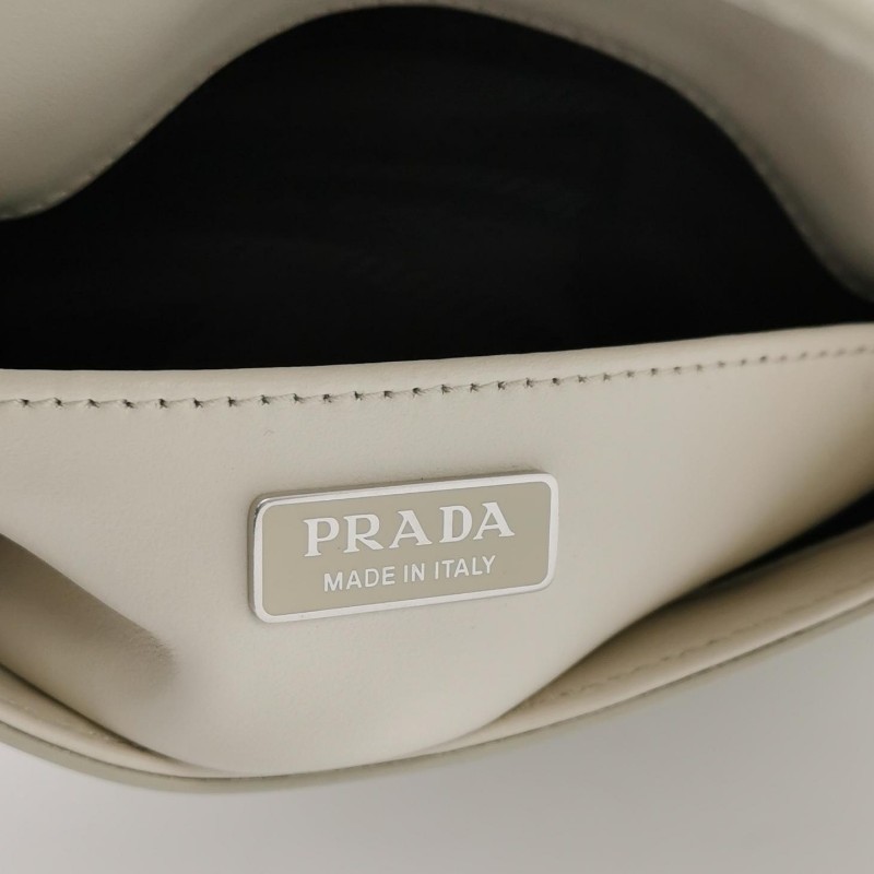 Prada Cleo牛皮白色三角標 肩背包-6