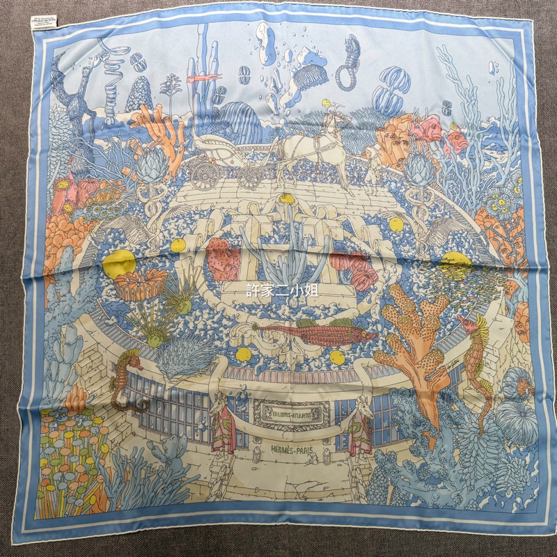 Hermes 全新閒置 70絲巾Atlantis 亞特蘭蒂斯-1