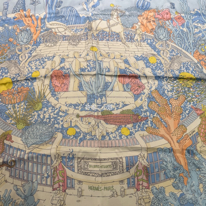 Hermes 全新閒置 70絲巾Atlantis 亞特蘭蒂斯-2