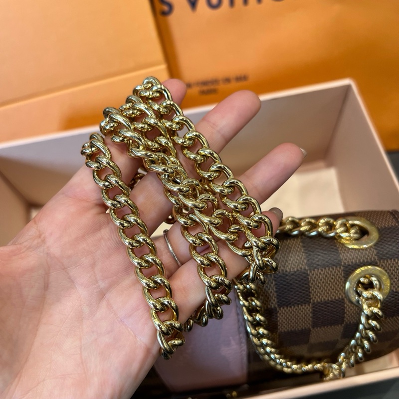 Lv/路易威登  wight系列粉色拼棕棋盤格 馬鞍包 小豬包鏈條包，成色99❤️-4