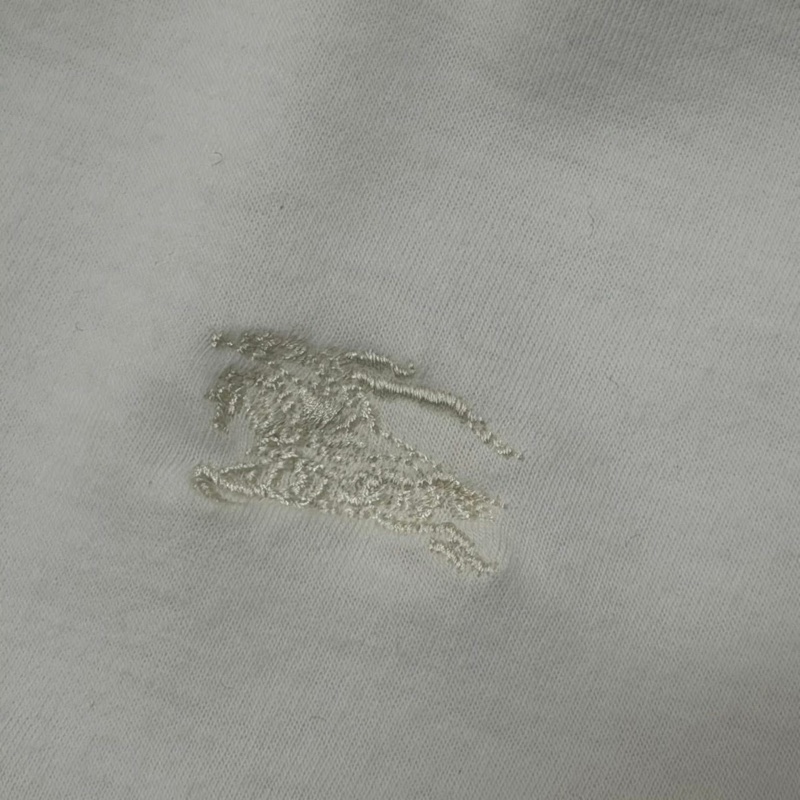 BURBERRY 藍標 白色假二件式格紋戰馬上衣-3