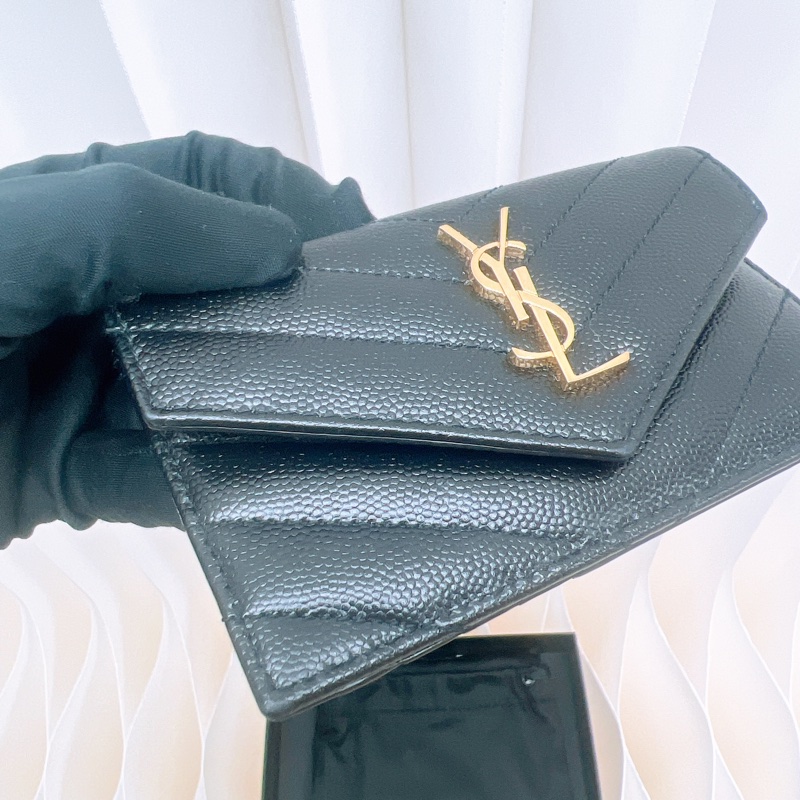 YSL 黑金拉鏈卡包/短夾-2
