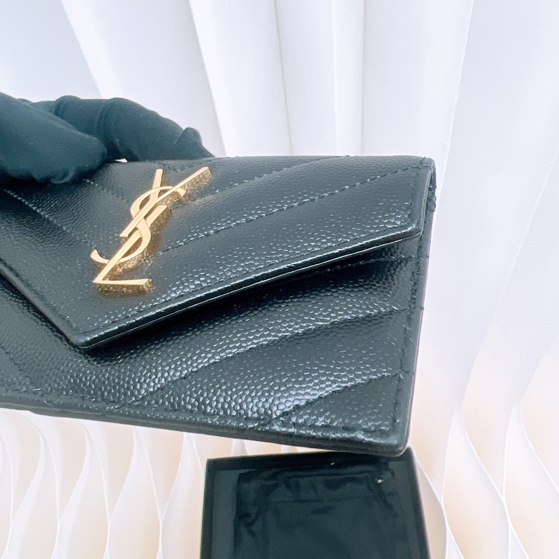 YSL 黑金拉鏈卡包/短夾-3