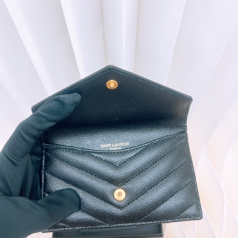 YSL 黑金拉鏈卡包/短夾-4