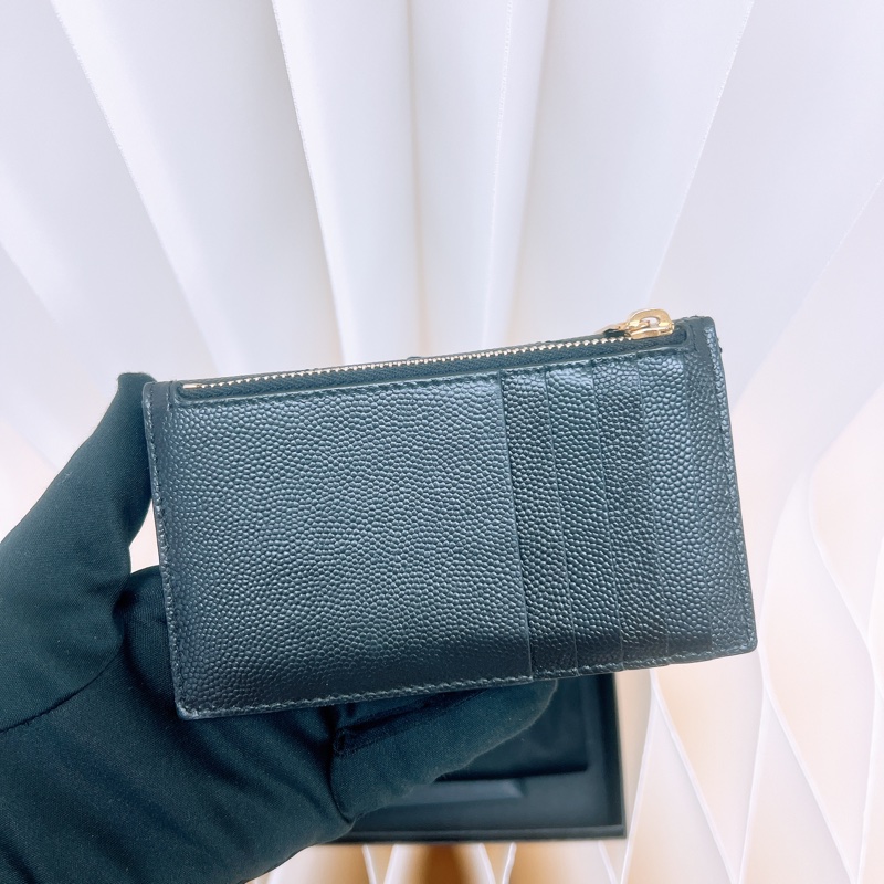 YSL 黑金拉鏈卡包/短夾-5