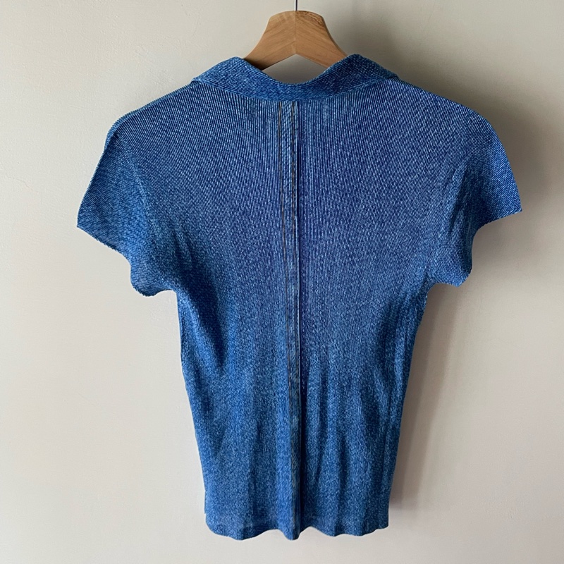 ▪️富貴選物FUGUEI▪️PP三宅一生  藍色  丹寧印刷短袖上衣-6