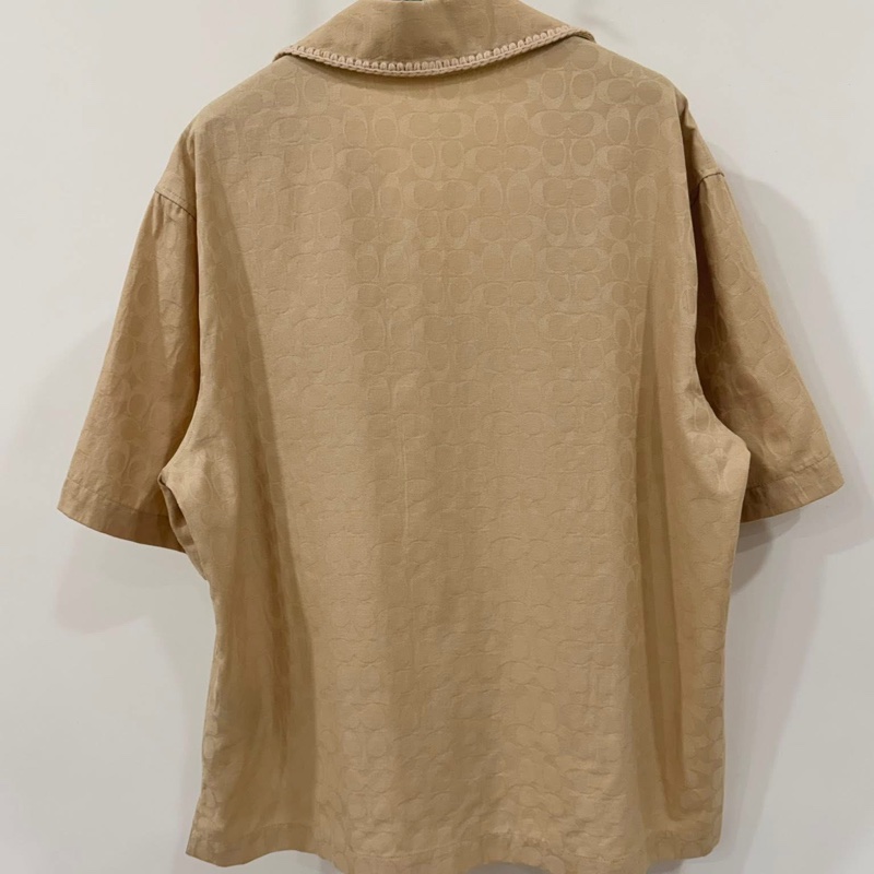 COACH滿版C印提花鉤編飾鈕扣襯衫-3