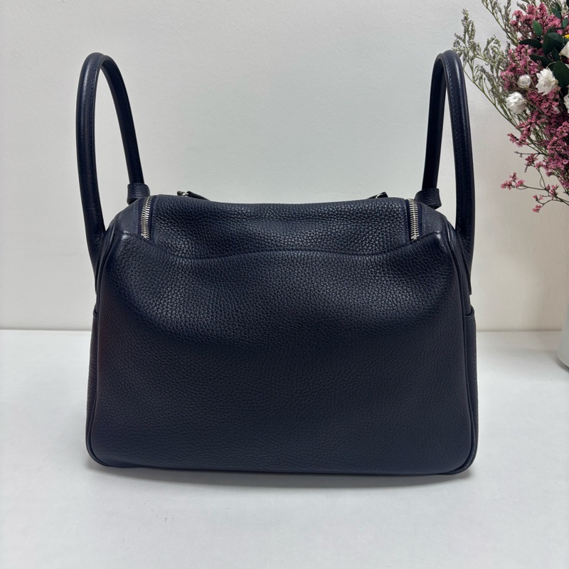 Hermes愛馬仕Lindy30 午夜藍金扣TC皮Z刻尺寸30近黑色-1