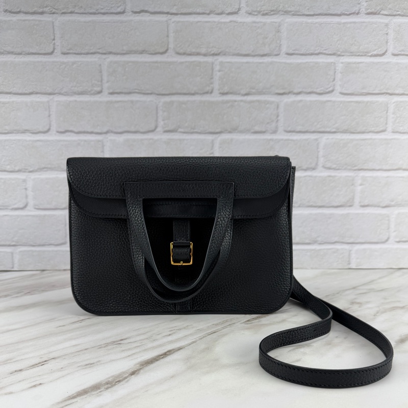 Hermès HALZAN 25 黑色金釦-4