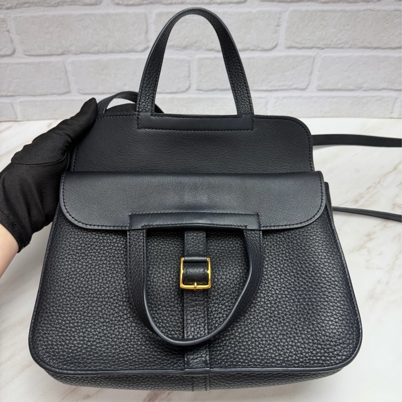 Hermès HALZAN 25 黑色金釦-16