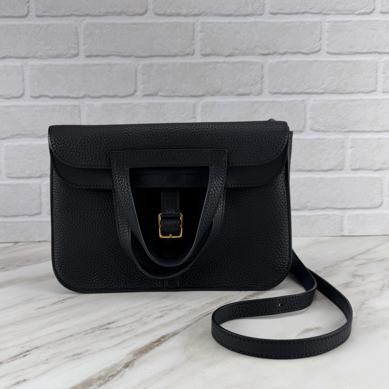 Hermès HALZAN 25 黑色金釦-19