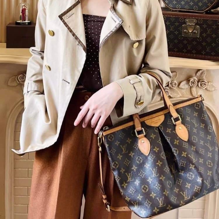 LV Louis Vuitton原花抓皺拉鍊三用水餃包/ M40145手提、肩背，斜跨-5