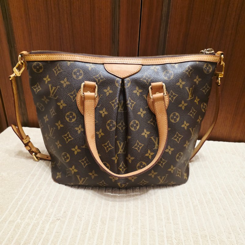 LV Louis Vuitton原花抓皺拉鍊三用水餃包/ M40145手提、肩背，斜跨-10