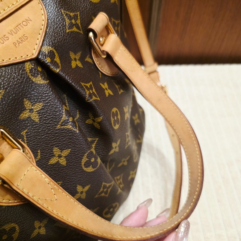 LV Louis Vuitton原花抓皺拉鍊三用水餃包/ M40145手提、肩背，斜跨-13