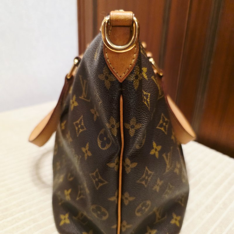 LV Louis Vuitton原花抓皺拉鍊三用水餃包/ M40145手提、肩背，斜跨-22