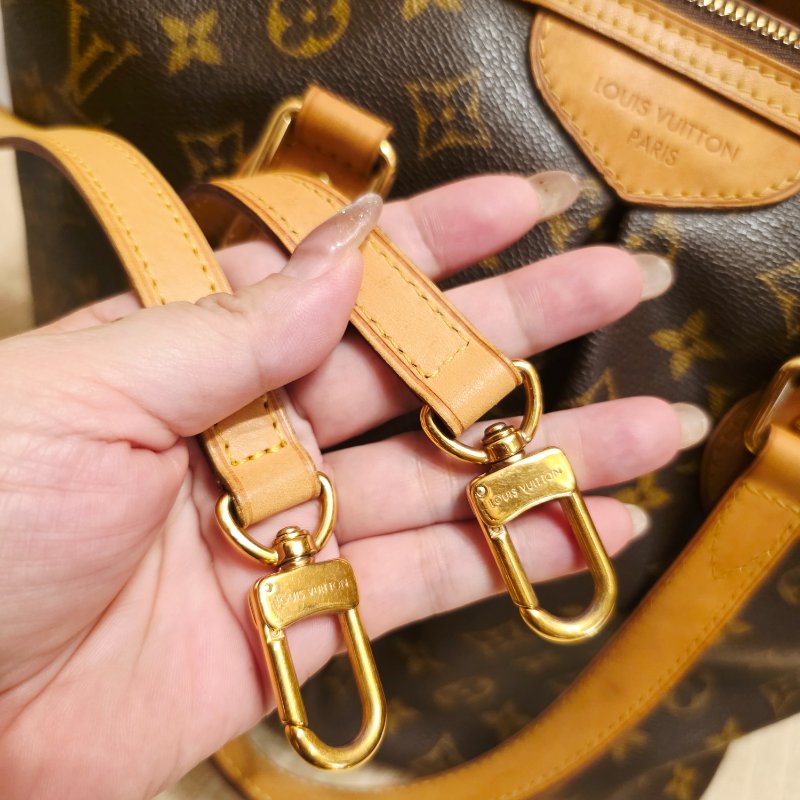 LV Louis Vuitton原花抓皺拉鍊三用水餃包/ M40145手提、肩背，斜跨-52
