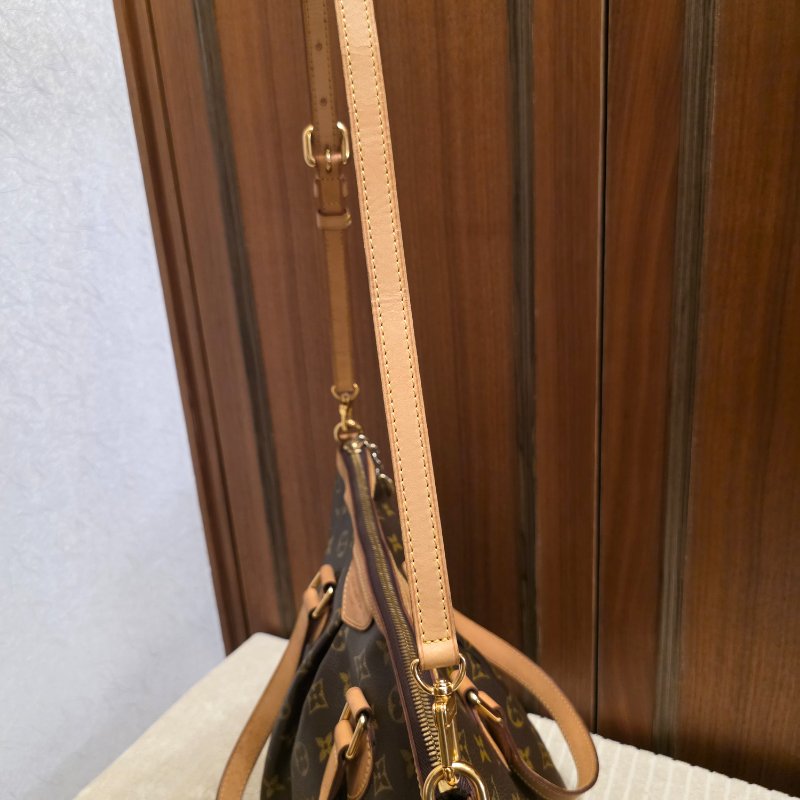 LV Louis Vuitton原花抓皺拉鍊三用水餃包/ M40145手提、肩背，斜跨-61