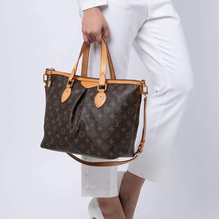 LV Louis Vuitton原花抓皺拉鍊三用水餃包/ M40145手提、肩背，斜跨-66