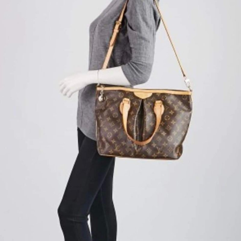 LV Louis Vuitton原花抓皺拉鍊三用水餃包/ M40145手提、肩背，斜跨-63