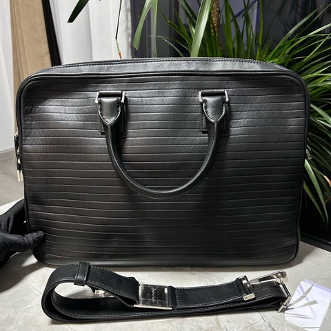 DIOR迪奥！黑色全皮横纹男士公文包