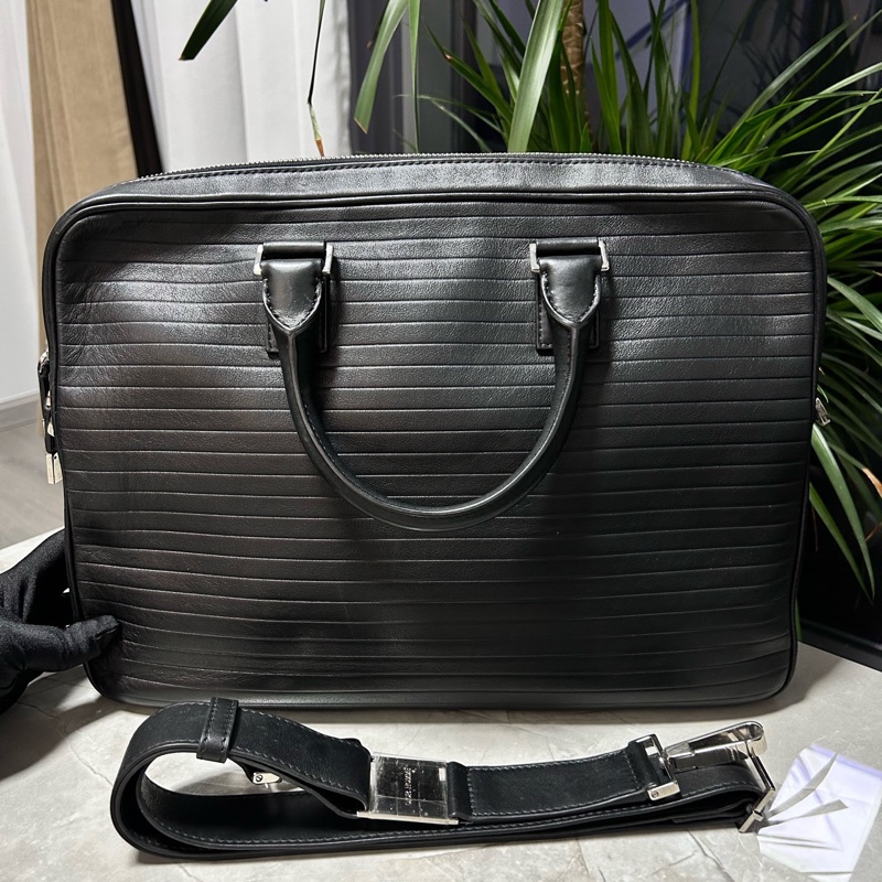 DIOR迪奥！黑色全皮横纹男士公文包-0