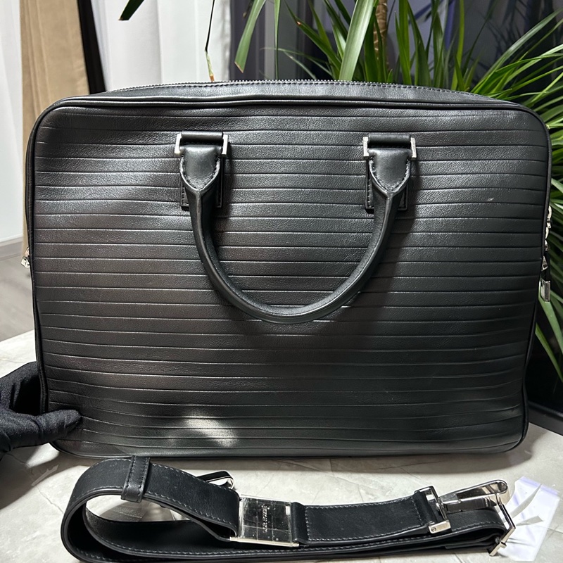 DIOR迪奥！黑色全皮横纹男士公文包-1