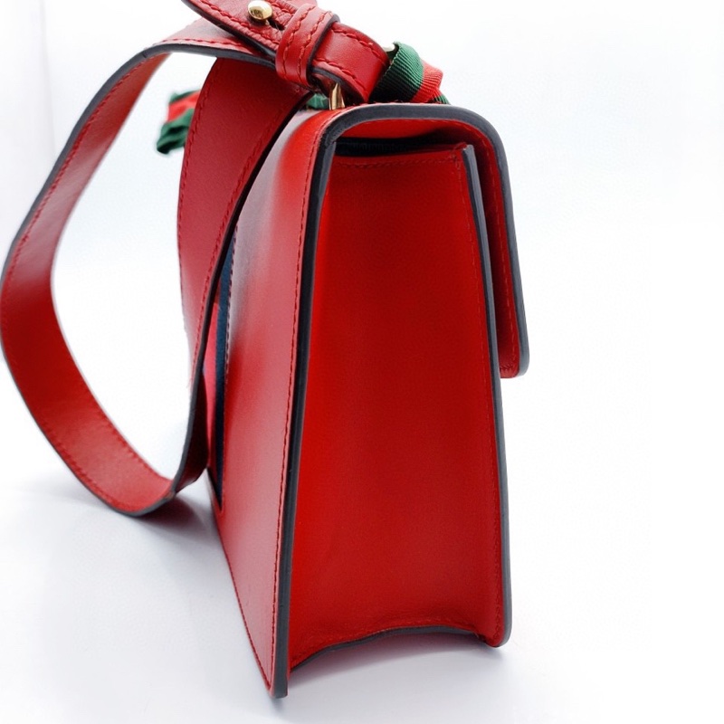 Gucci /古馳！Sylvie系列塞爾維亞，紅色中號絲帶包-2