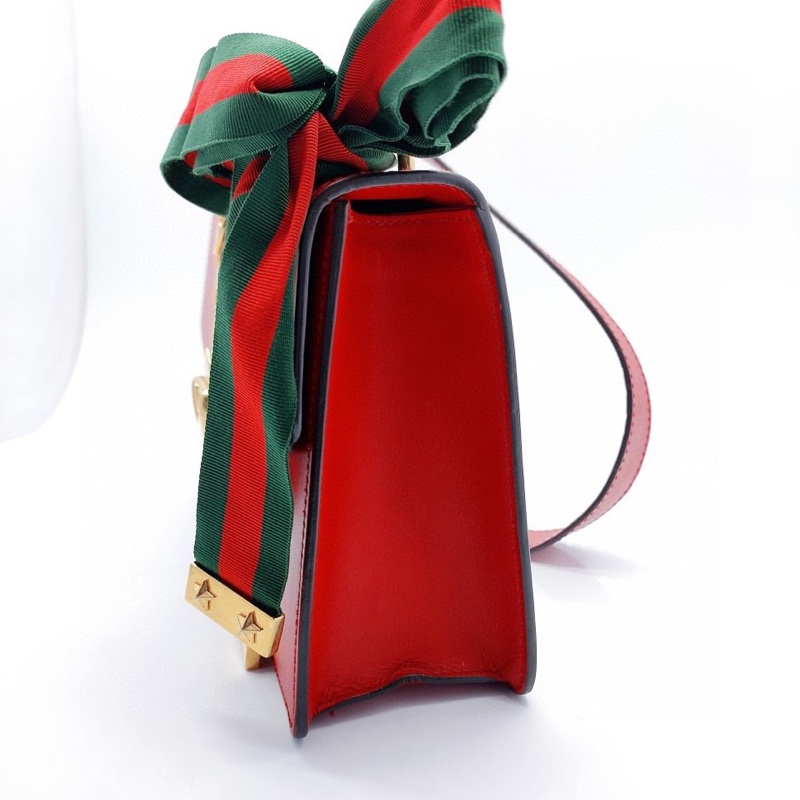 Gucci /古馳！Sylvie系列塞爾維亞，紅色中號絲帶包-3