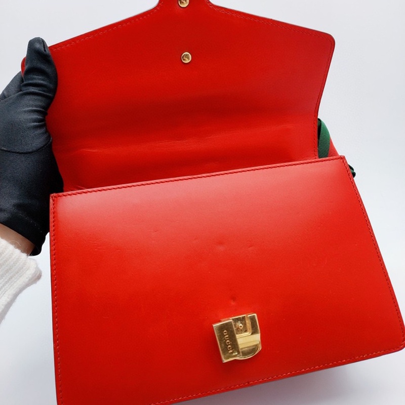 Gucci /古馳！Sylvie系列塞爾維亞，紅色中號絲帶包-5