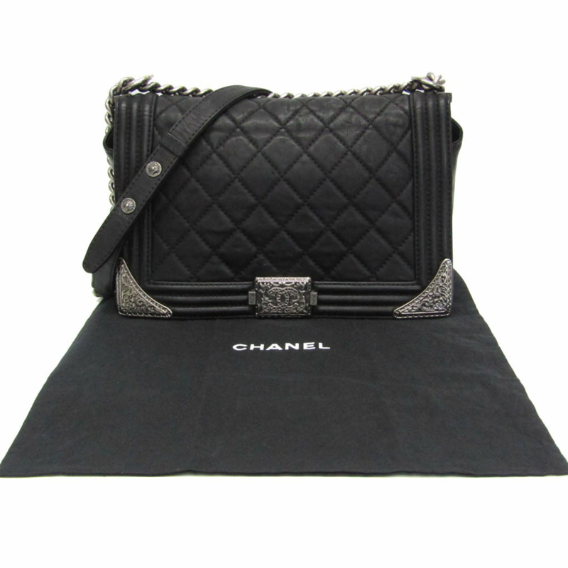 香奈兒 Boy Chanel 鏈條單肩包 女士真皮單肩包 黑色-1