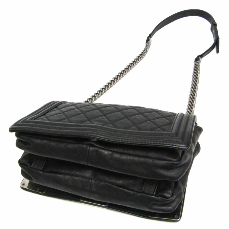 香奈兒 Boy Chanel 鏈條單肩包 女士真皮單肩包 黑色-2