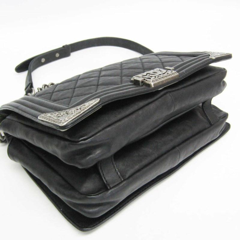 香奈兒 Boy Chanel 鏈條單肩包 女士真皮單肩包 黑色-9