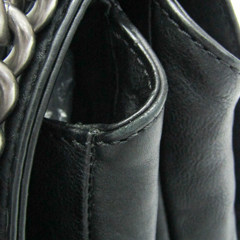 香奈兒 Boy Chanel 鏈條單肩包 女士真皮單肩包 黑色-11