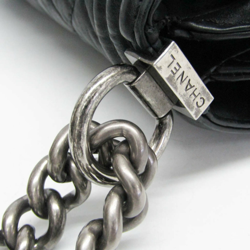 香奈兒 Boy Chanel 鏈條單肩包 女士真皮單肩包 黑色-12