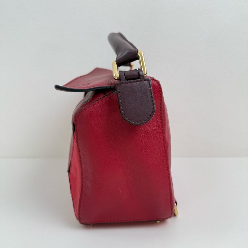 羅意威/Loewe     Puzzle 紅色單肩包 金扣-4