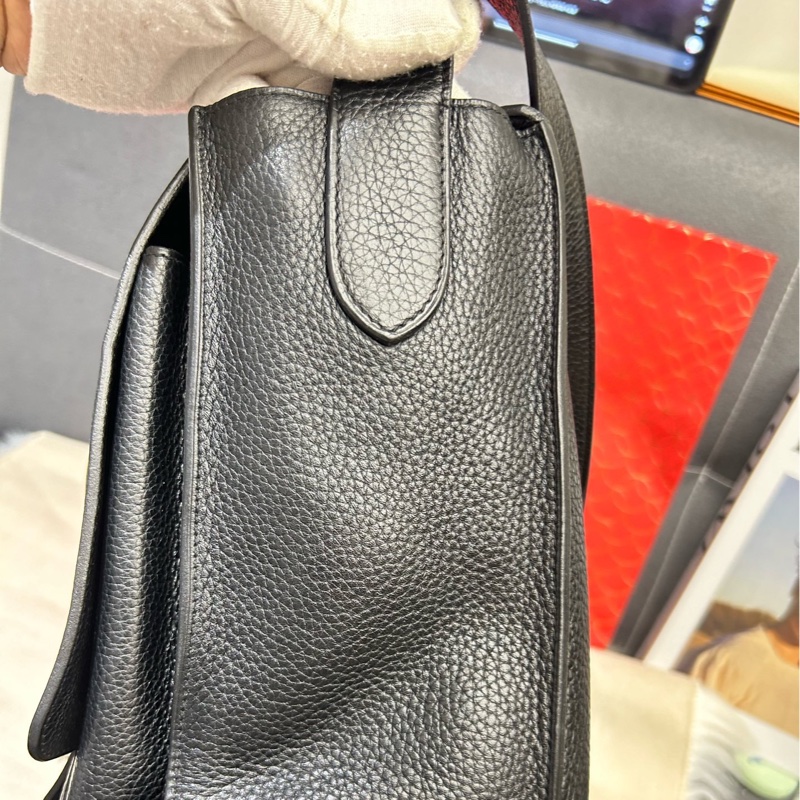 Hermes愛馬仕男士雙扣郵差包斜挎包  框Q刻 尺寸38×29，togo皮🈚附件-3