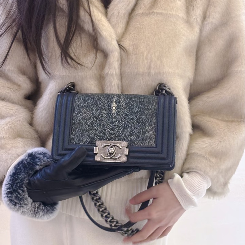 全新全配❤️ 香奈兒 #霧霾藍 #珍珠魚皮 #leboy20 #小號-0