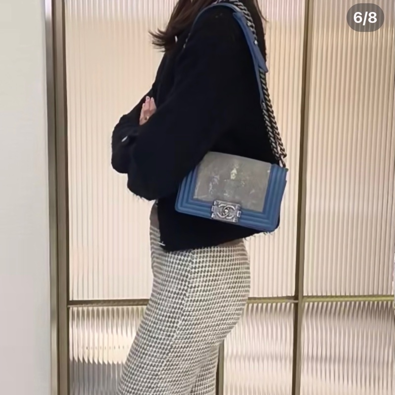 全新全配❤️ 香奈兒 #霧霾藍 #珍珠魚皮 #leboy20 #小號-2