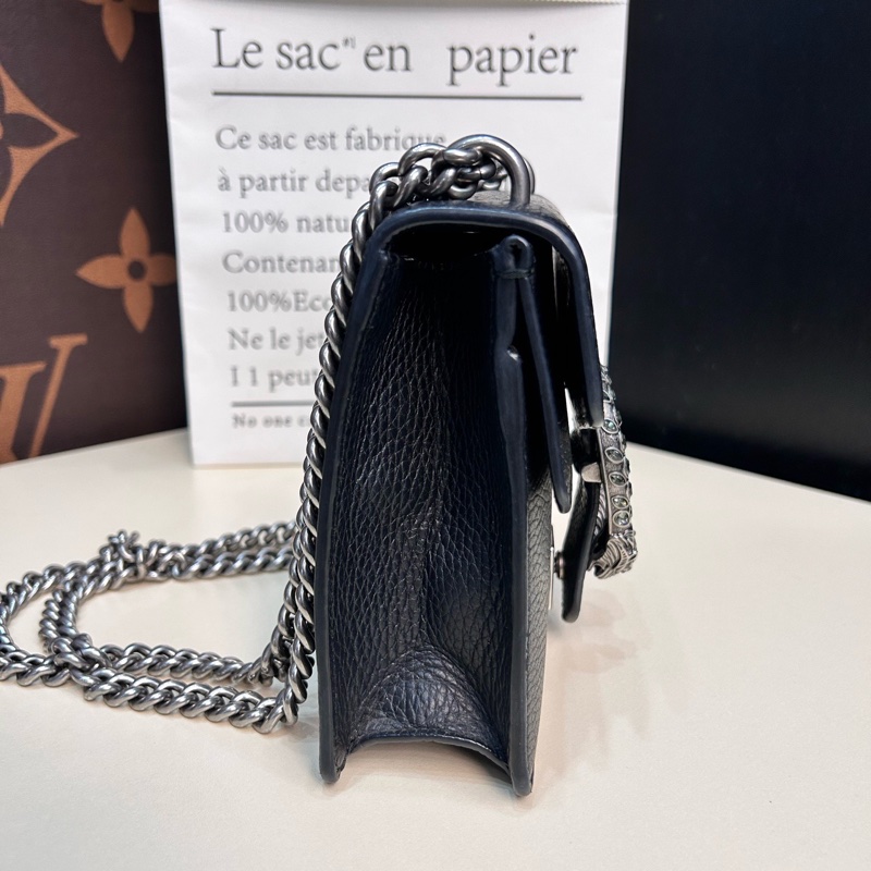 Gucci古馳！Dionysus酒神黑色牛皮鑽扣小號鏈條包-2