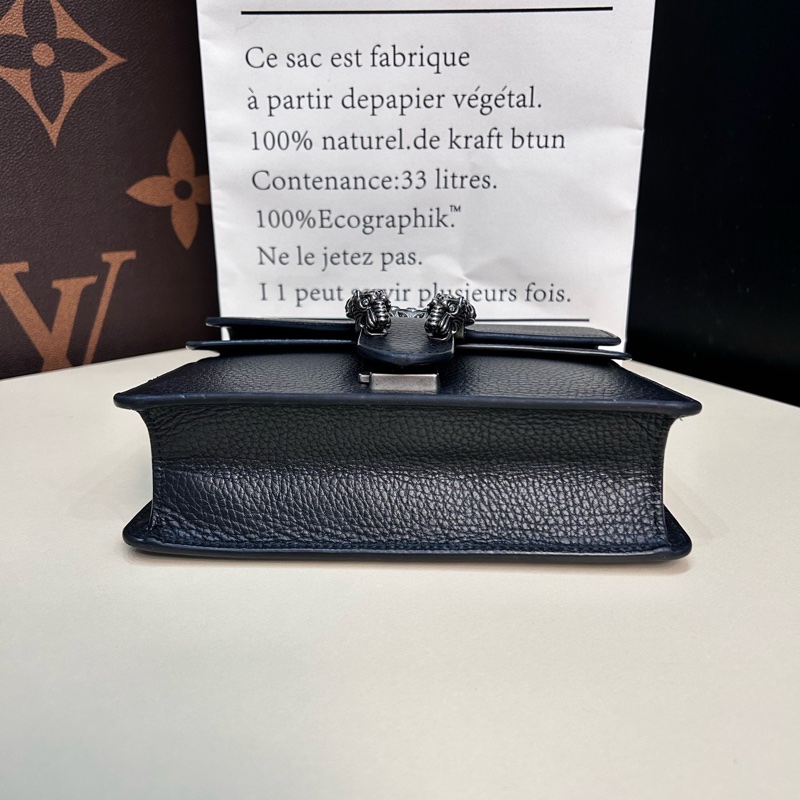 Gucci古馳！Dionysus酒神黑色牛皮鑽扣小號鏈條包-4