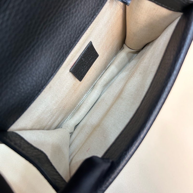 Gucci古馳！Dionysus酒神黑色牛皮鑽扣小號鏈條包-6